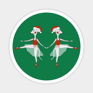 Christmas Ballerina Mice Twins Dancing Digital Art | Christmas Special | illusima Magnet